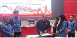 Penandatanganan berita acara musrembang RKPD Kabupaten Bengkulu Utara, Oleh Ketua DPRD Kabupaten Bengkulu Utara